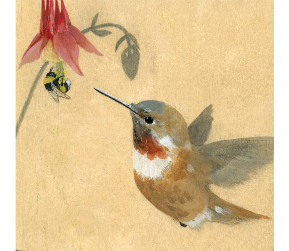 "Rufous Hummingbird & Bee" by Kristen Etmund